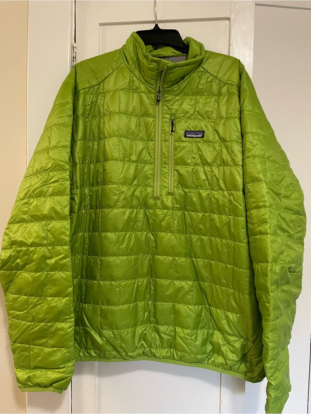 Patagonia Bright Lime Green Quilted Nano Puff Pullover jacket xxl Gecko green